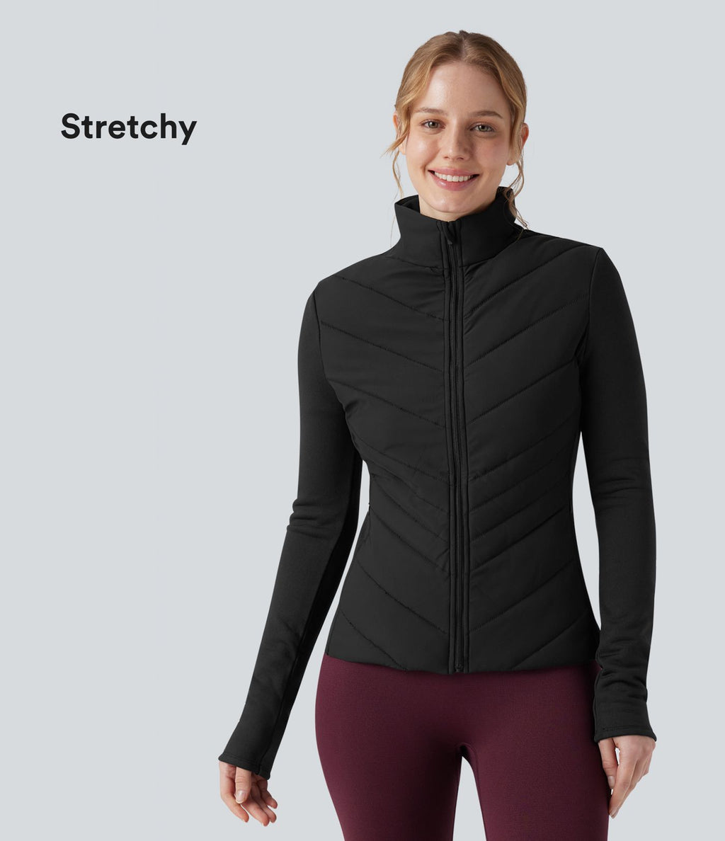 Veste matelassée running PuffFlex col cheminée manches longues avec zip et poches