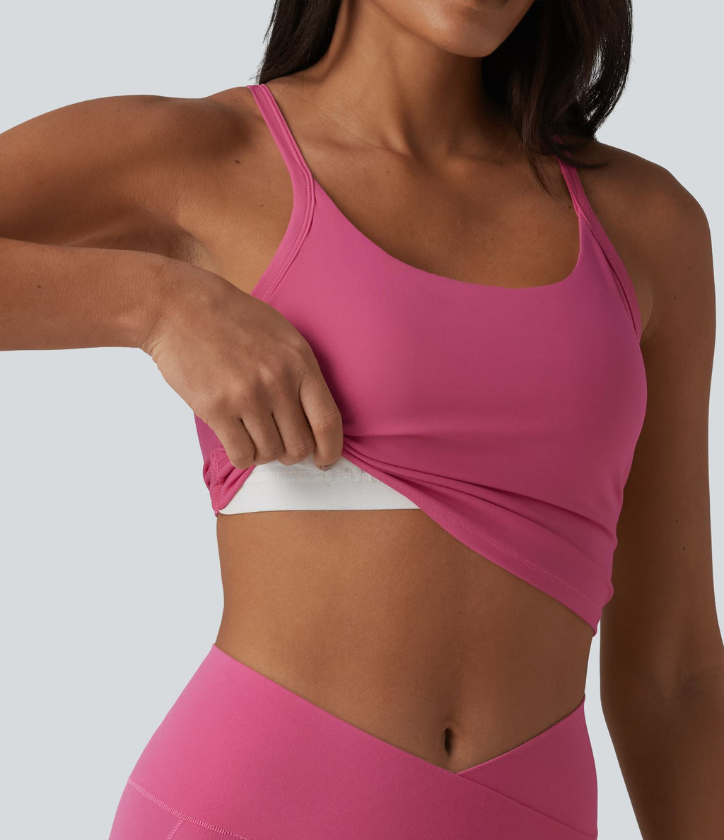 Brassière de yoga courte col U avec découpes et brassière intégrée