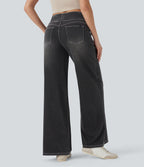 Jean décontracté ample gainant taille mi-haute avec poches Halara Flex™
