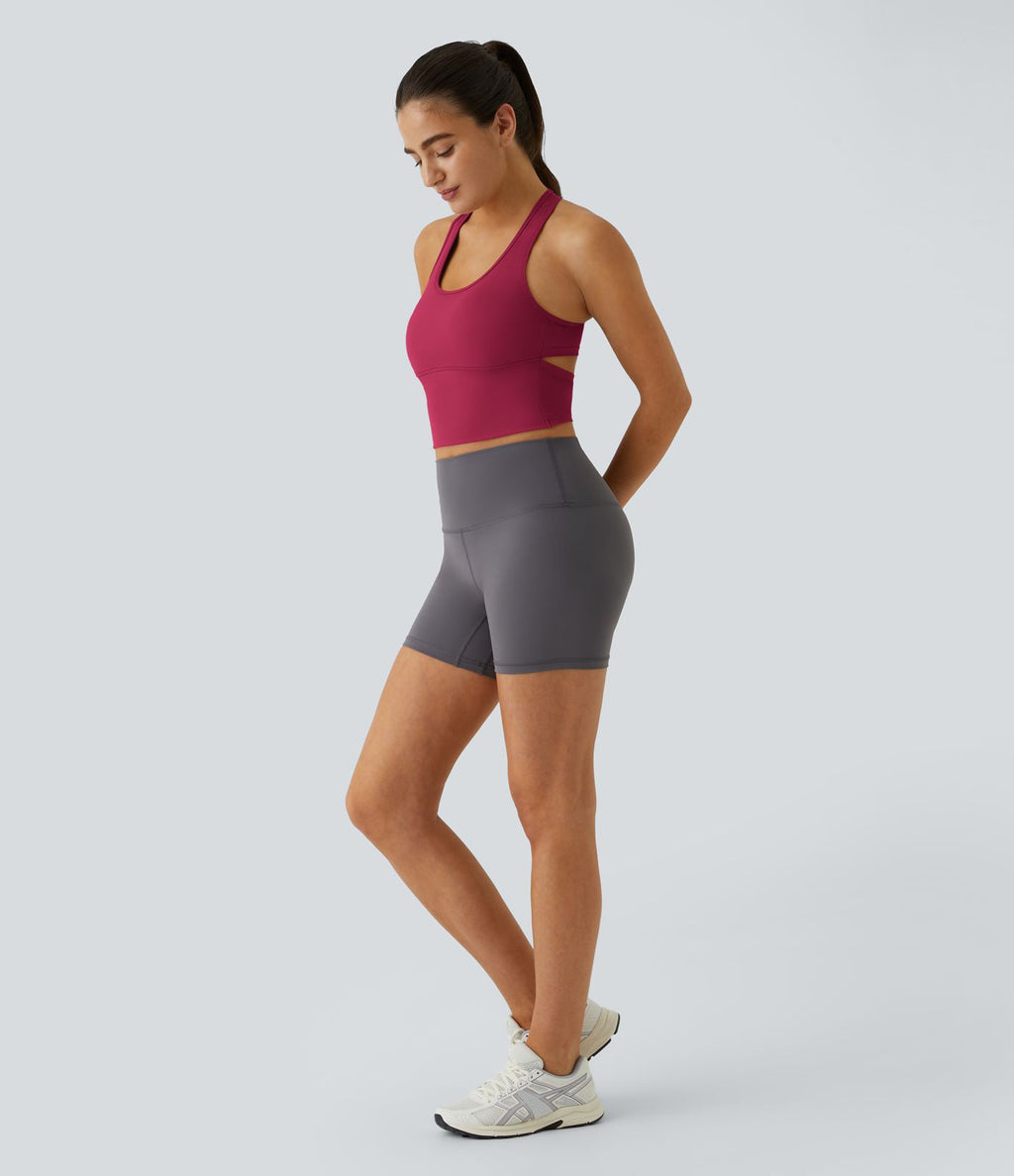 Softlyzero™ Plush Plus Débardeur Yoga Crop à Col U Plongeant Dos Nu Dos Nageur Découpé - UPF50+