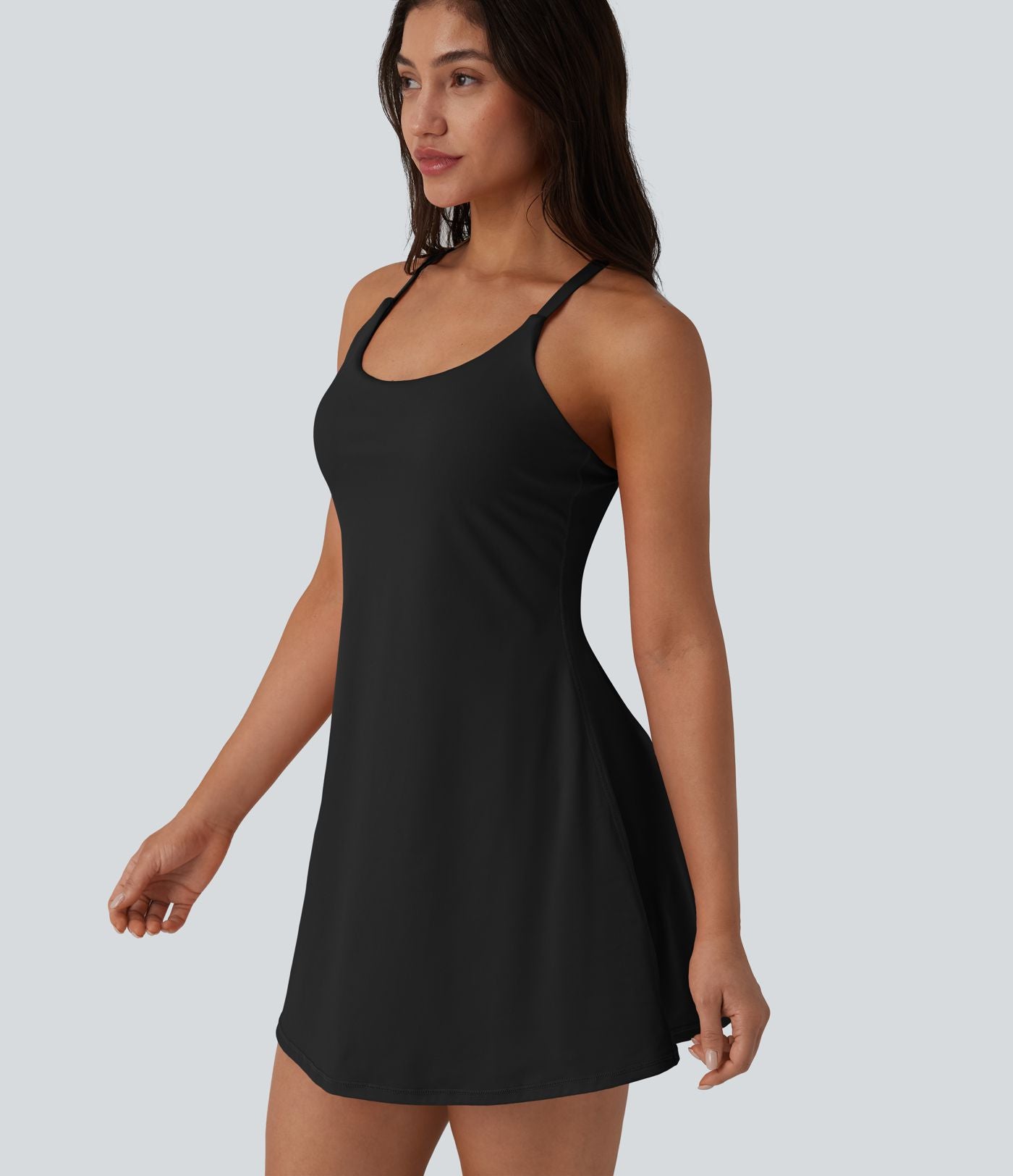 Robe de danse SoftlyZero™ Plush effet push-up dos nu avec bretelles réglables croisées et brassière intégrée – Édition Easy Peasy