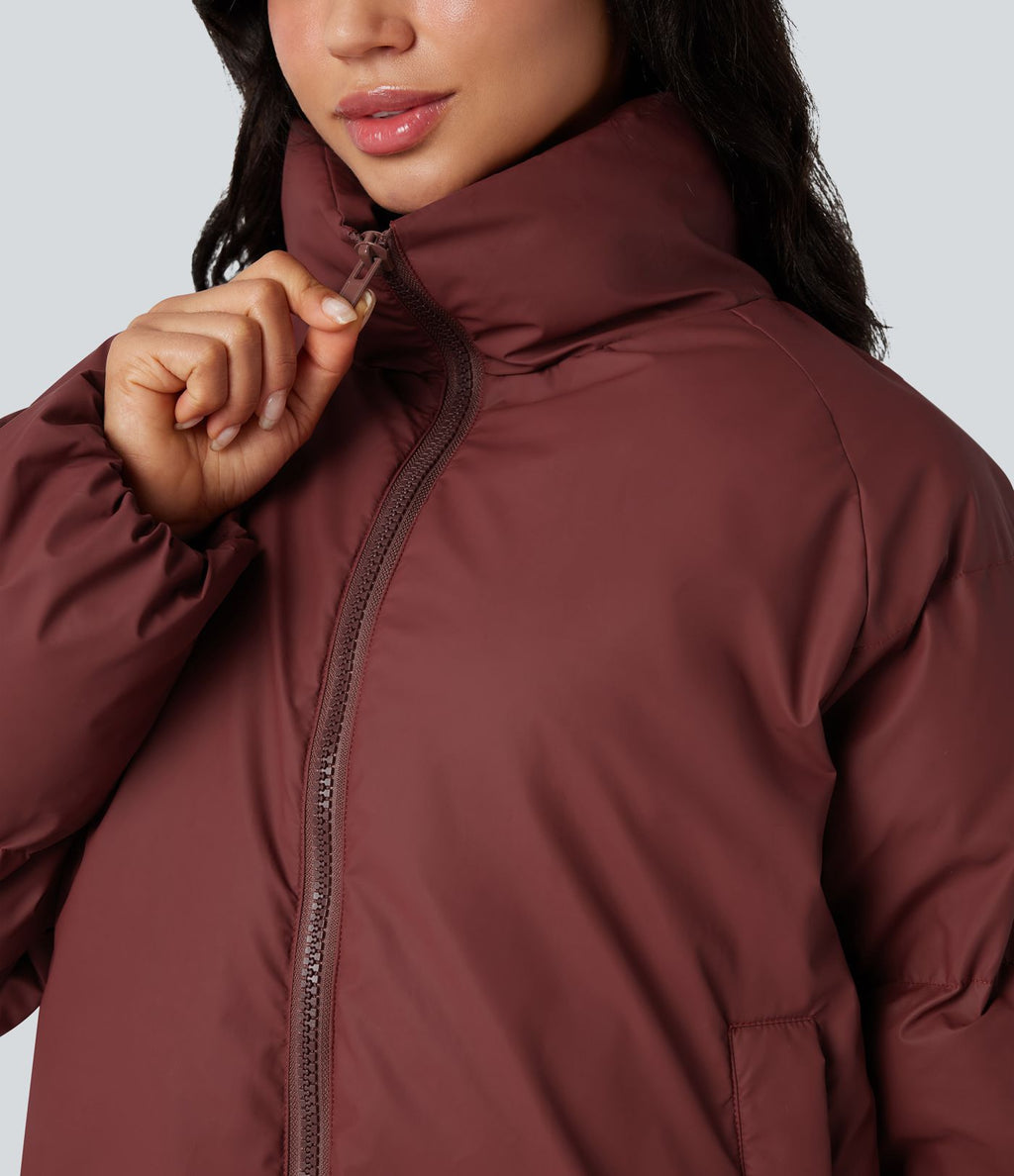 Doudoune casual oversize à col montant avec ourlet à cordon de serrage et poches