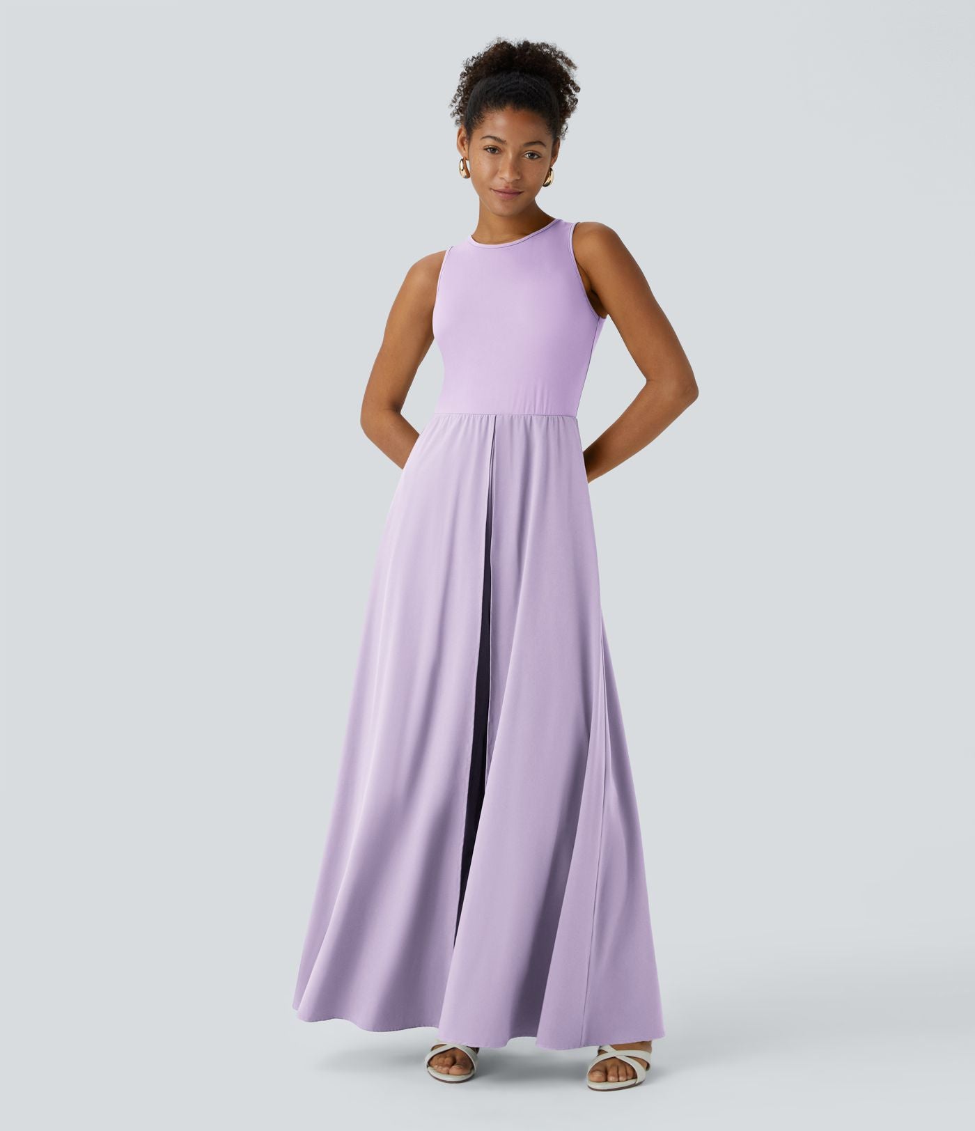 Combinaison Breezeful™ à séchage rapide pour demoiselles d'honneur et invitées de mariage, sans manches, avec fermeture éclair, poches latérales et détails contrastés