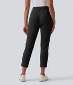 Pantalon de golf fuselé crêpe taille haute avec poches