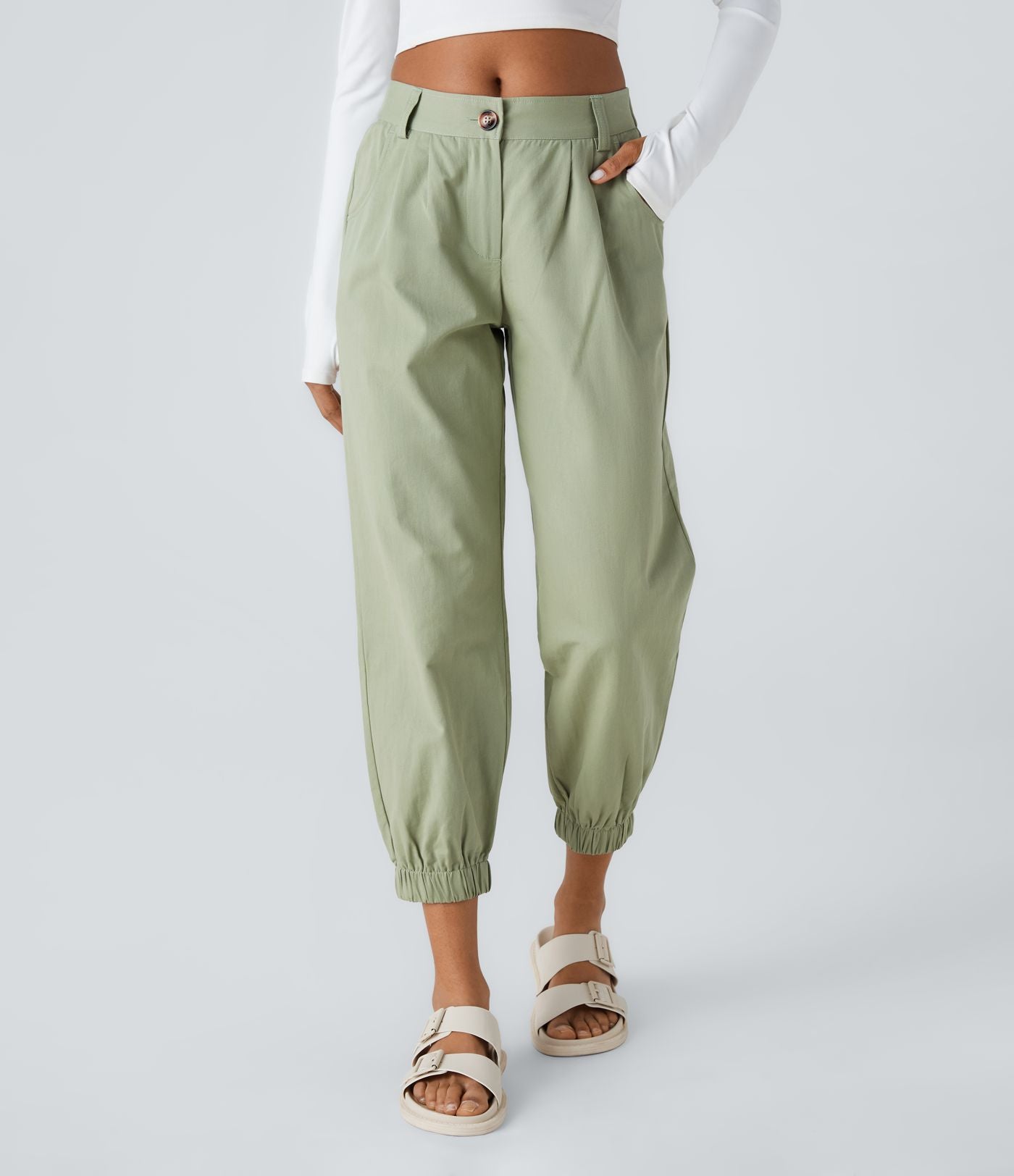Joggings décontractés à taille mi-haute avec poches
