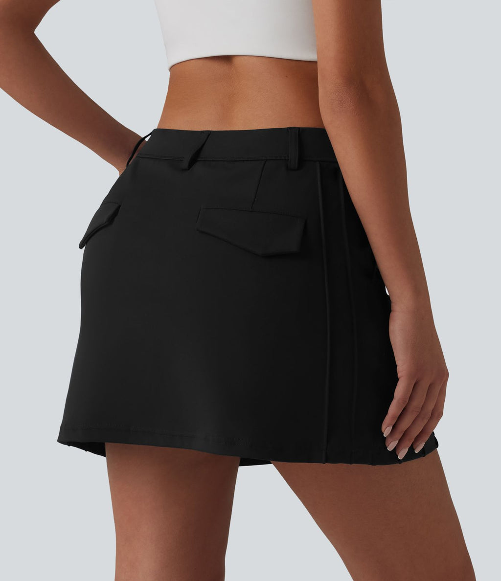 Jupe mini trapèze de golf 2-en-1 taille mi-haute avec poches