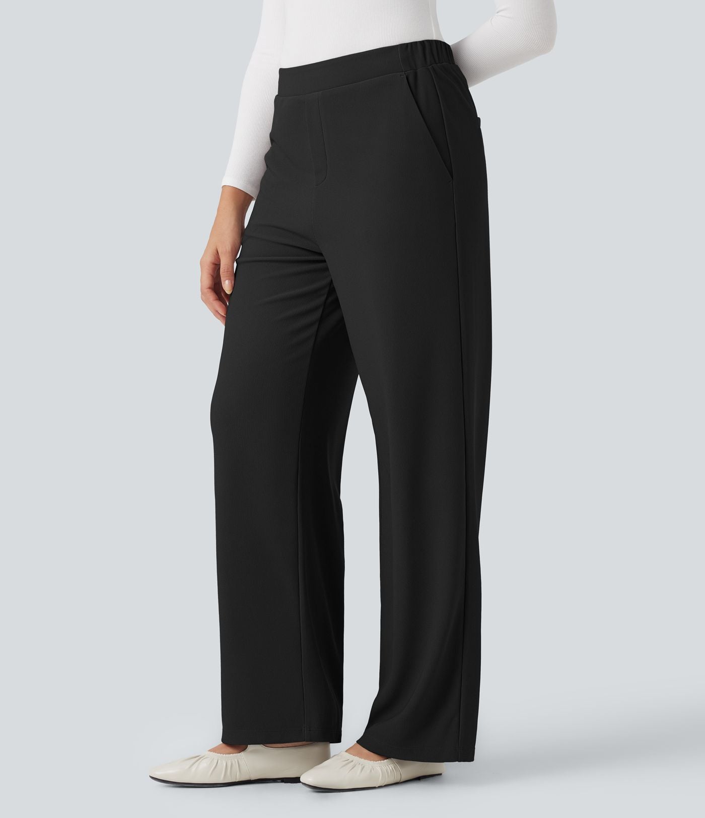 Pantalon tailleur baggy gaufré Halara Flex™ taille haute avec poches