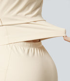Softlyzero™ Plush Robe Sport Mini à Évasement avec Poches 2-en-1 Dos Nu - Édition Easy Peasy