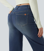 Jean droit Halara Flex™ taille mi-haute croisé gainant avec poches
