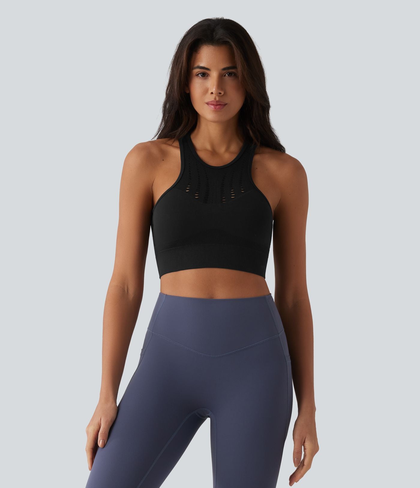 Brassière de sport yoga OneForm sans couture Flow maintien léger avec découpes et soutien-gorge intégré