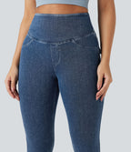 Legging décontracté gainant taille haute effet denim avec poches Halara Flex™