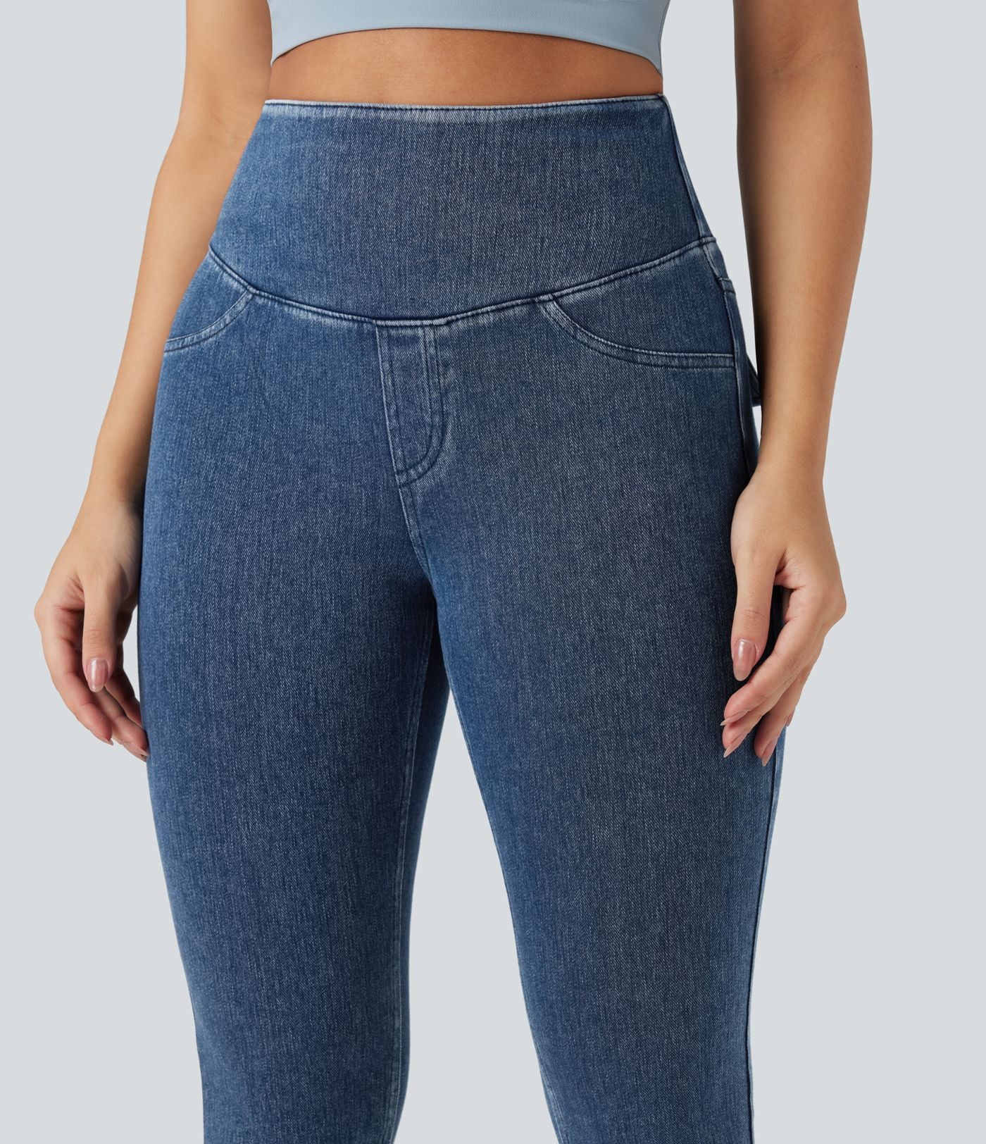 Legging décontracté gainant taille haute effet denim avec poches Halara Flex™