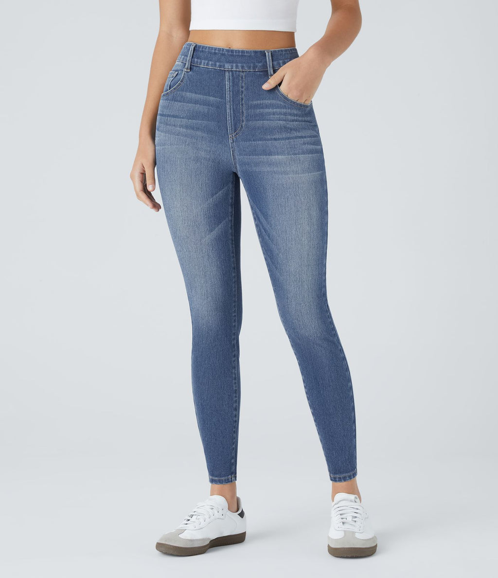 Jean skinny 7/8 décontracté taille mi-haute Halara Flex™ avec poches à enfiler
