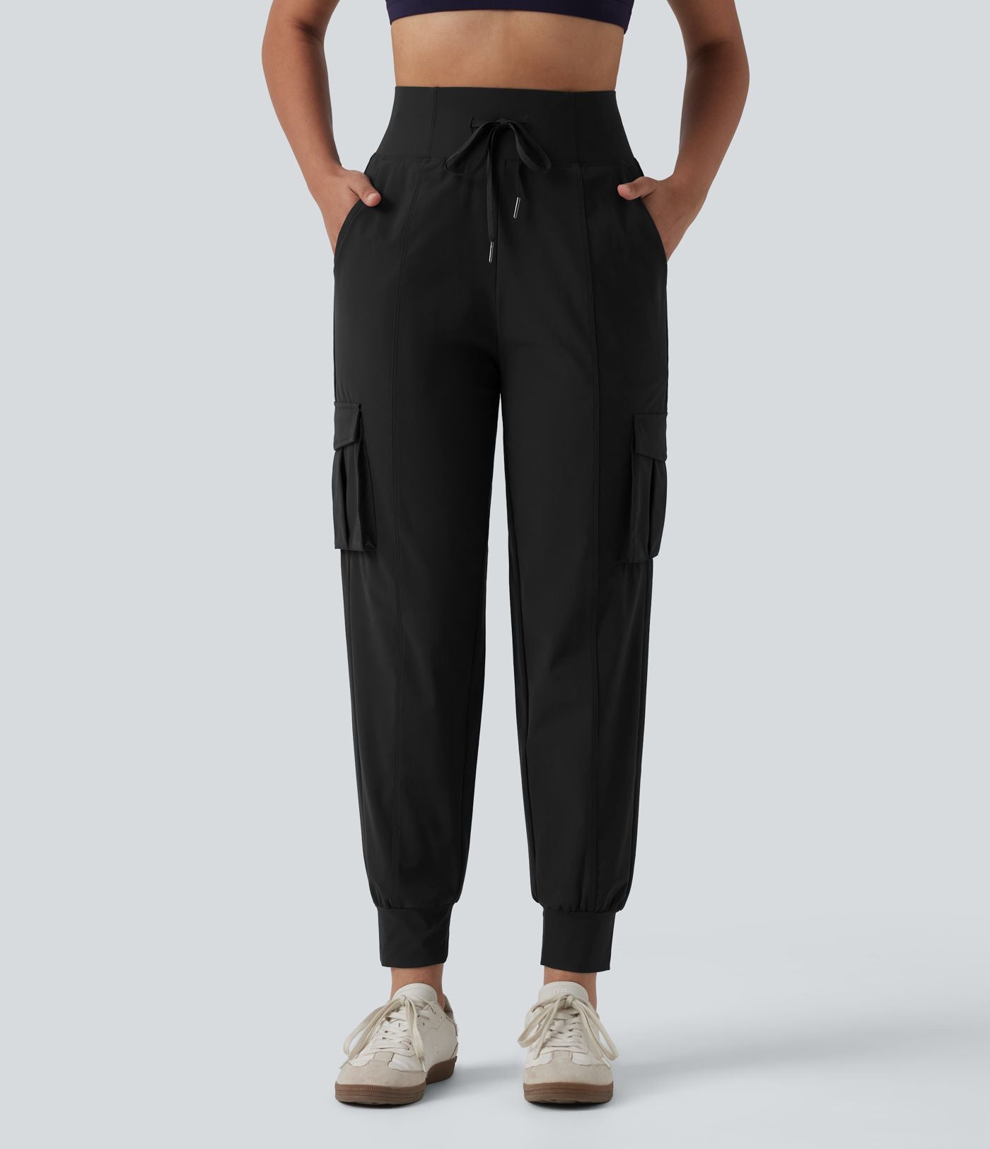 Jogging cargo décontracté à séchage rapide effet frais InstantCool taille haute avec cordon de serrage et poches, protection solaire UPF40+