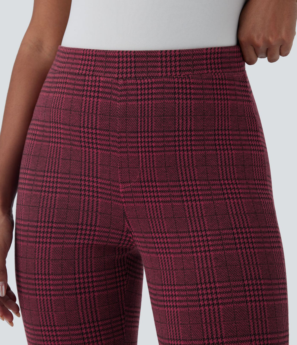 Halara Flex™ Pantalon skinny tailleur taille haute à motif pied-de-poule avec poches arrière