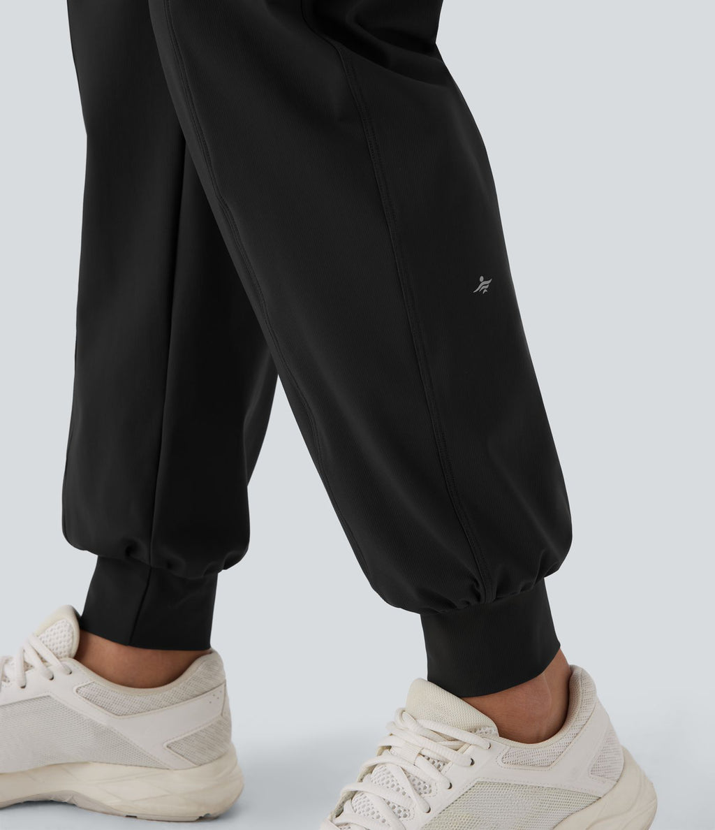 Pantalon cargo de danse taille haute avec cordon de serrage et poches multiples
