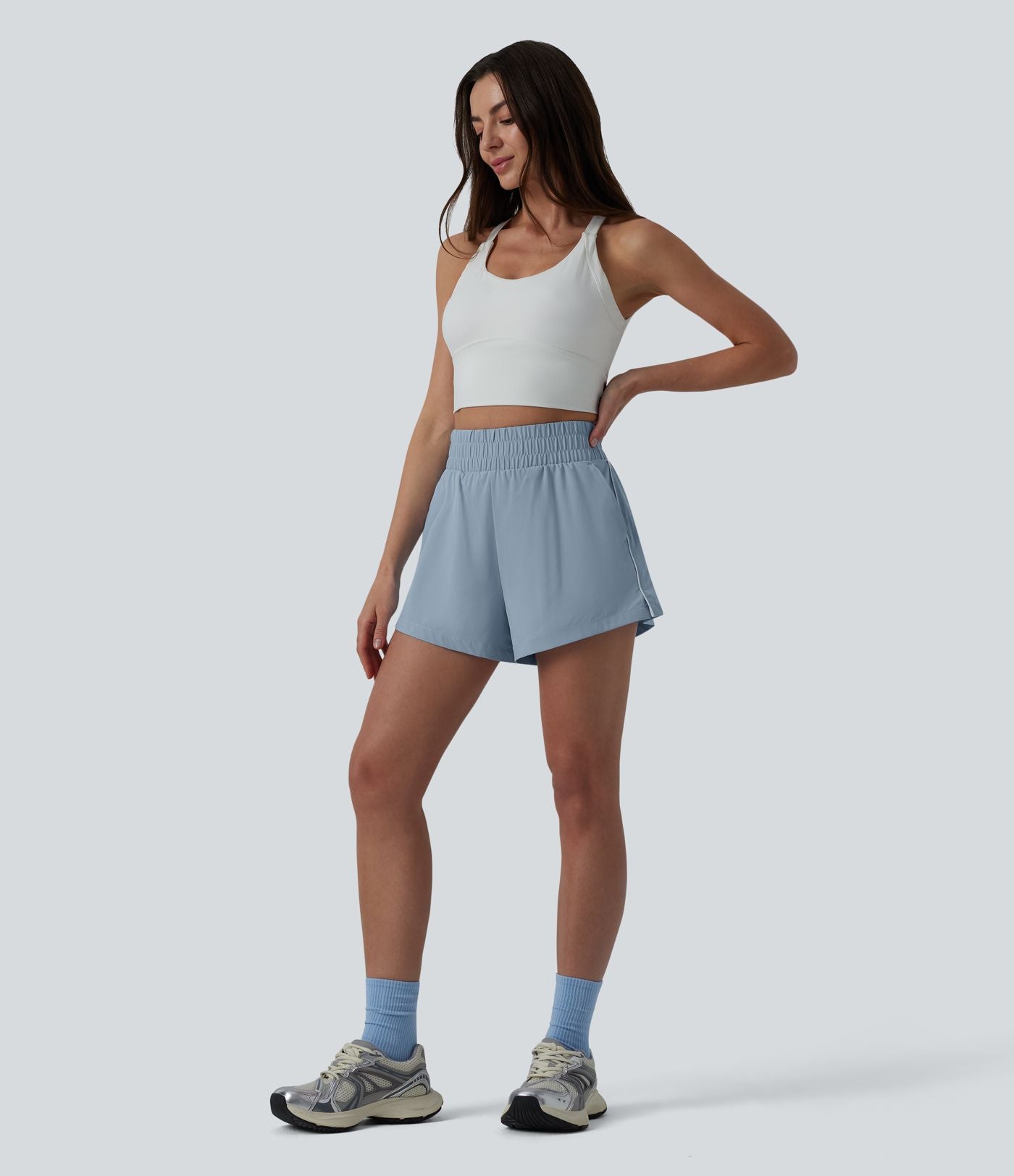 Short sport 2-en-1 taille haute réfléchissant à séchage rapide Breezeful™ avec poches