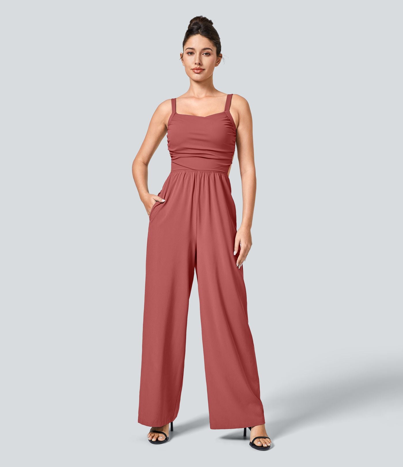 Breezeful™ Combinaison Casual Dos Nu Croisé avec Lacets et Poches Latérales à Séchage Rapide