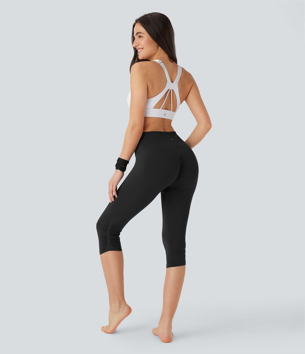 Legging yoga pedal pusher taille haute froncé sans couture OneForm Seamless Flow