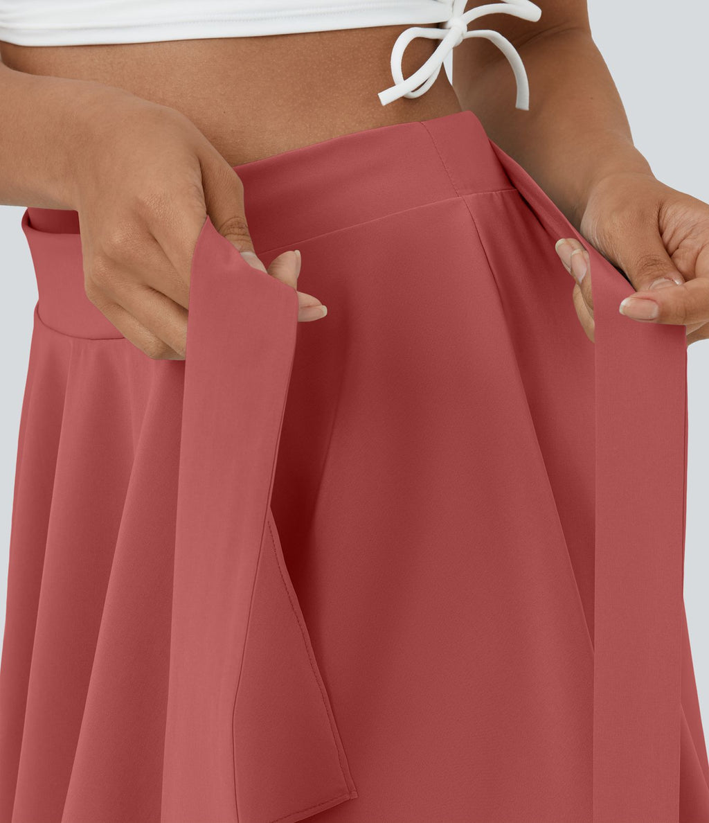 Breezeful™ Jupe Évasée Casual Taille Haute 2 en 1 Poche Latérale Séchage Rapide