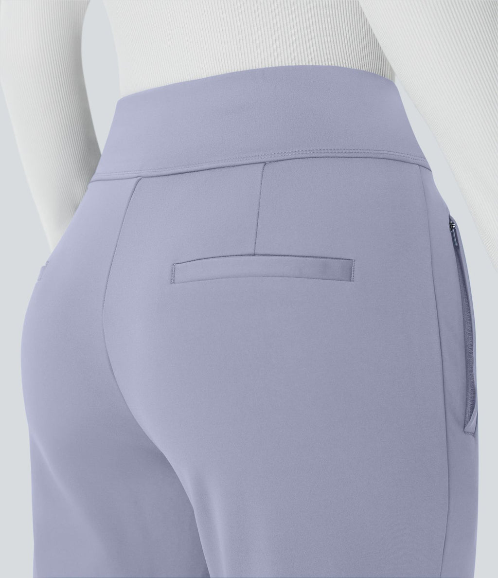 Pantalon tailleur évasé taille mi-haute Halara Flex™ DayStretch avec zip latéral et poches