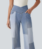 Jean bootcut Halara Flex™ décontracté ventre plat, taille haute, croisé, à empiècements, à poches