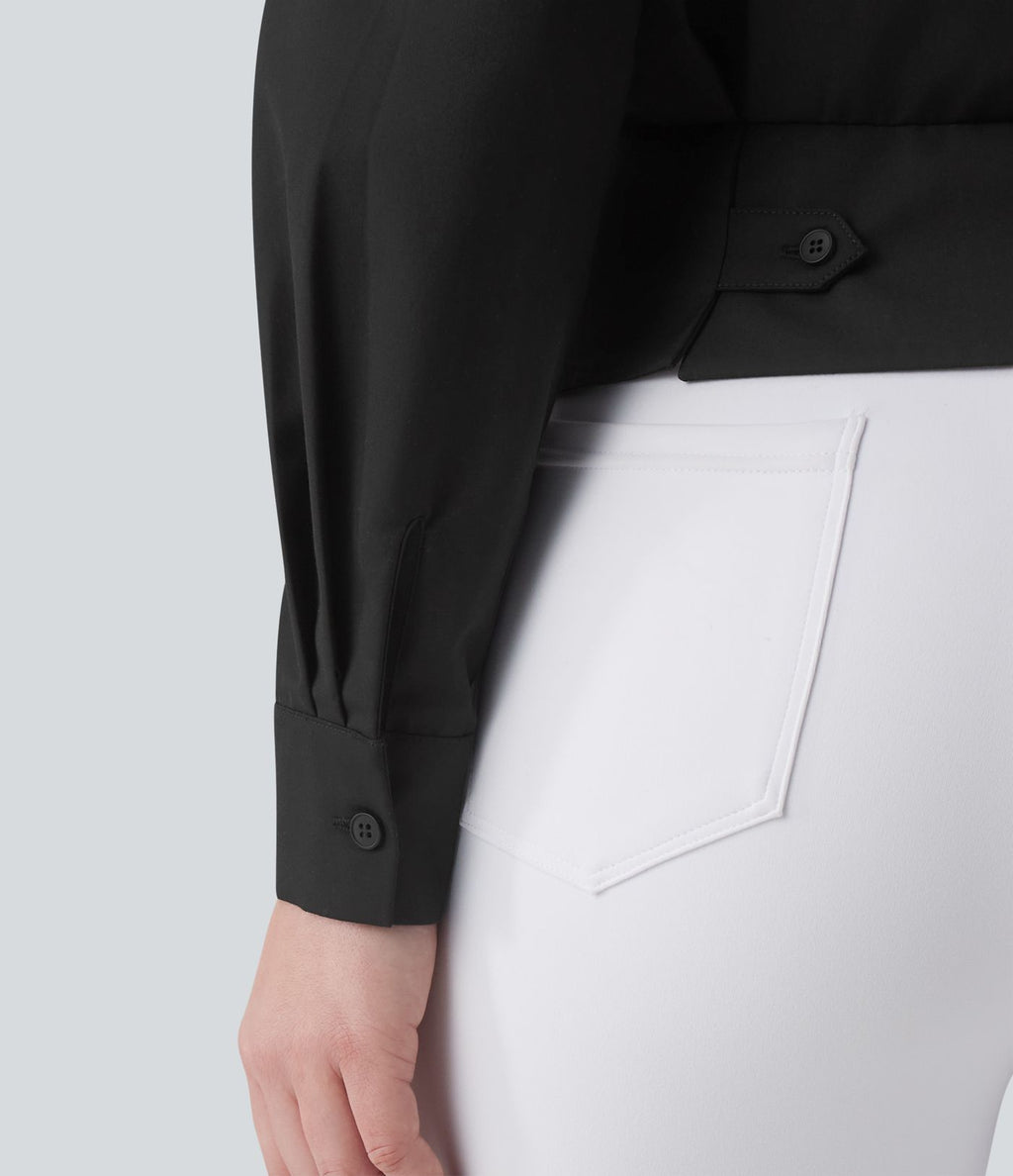 Chemise tailleur col manches longues taille cintrée ajustable