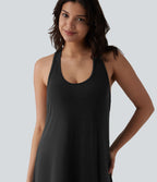Robe longue fluide casual col U