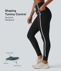 Legging de yoga 7/8 ventre plat taille haute avec cordon de serrage rayé color block et poches