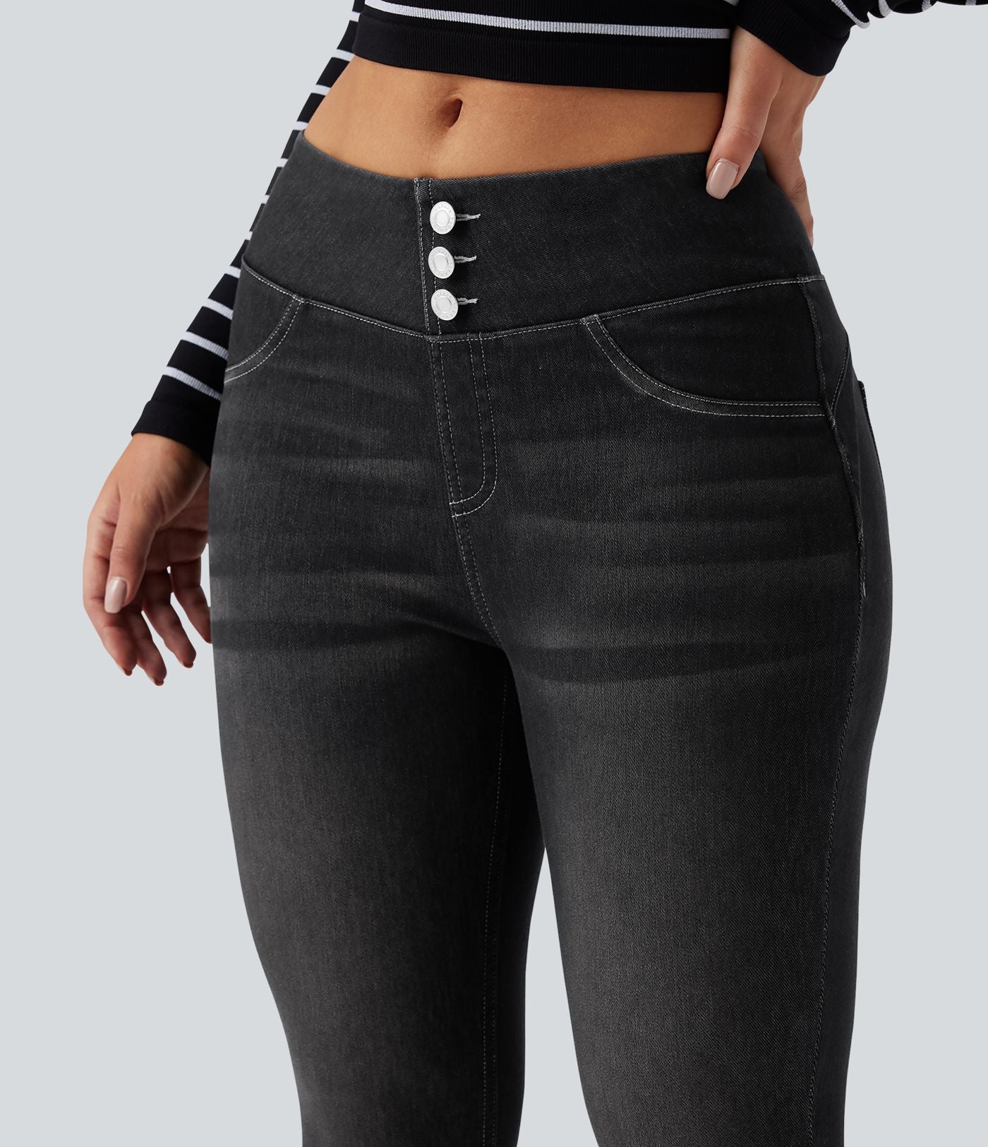 Halara Flex™ Denim Heat Legging denim casual 7/8 taille haute avec poches