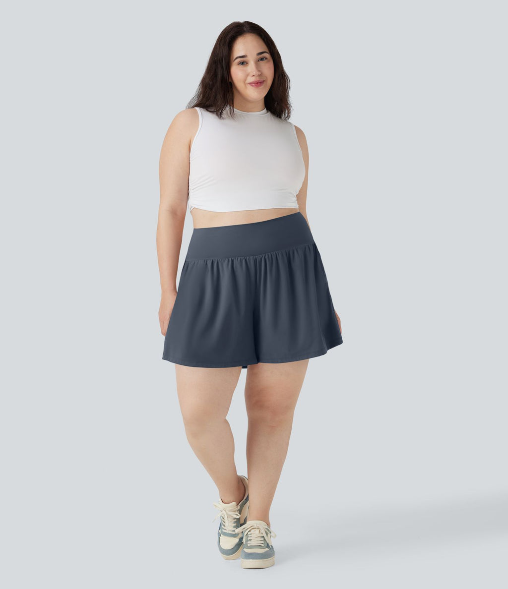 Short tailleur 2-en-1 Cool Touch yoga taille très haute Softlyzero™ Airy grande taille 17,5 cm avec poches