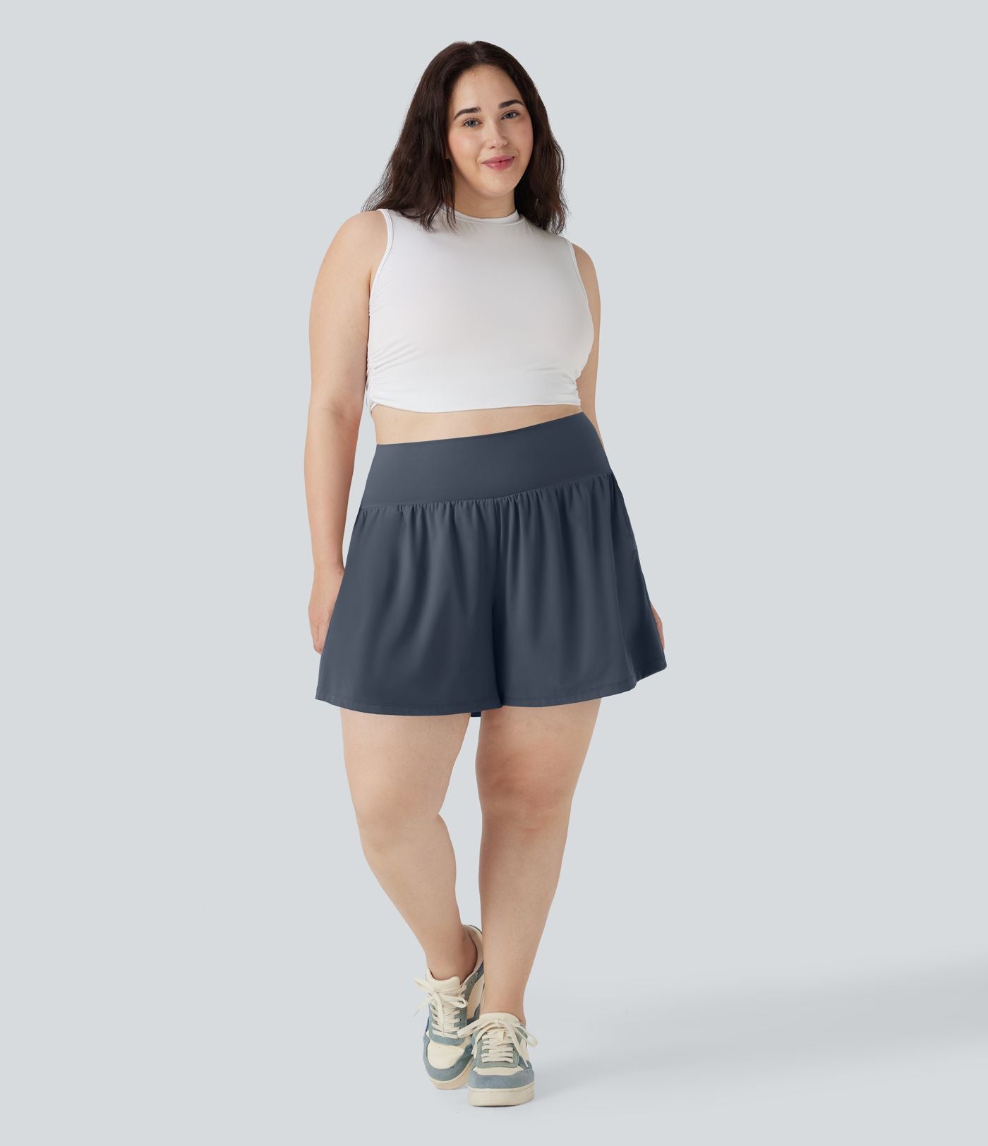 Short tailleur 2-en-1 Cool Touch yoga taille très haute Softlyzero™ Airy grande taille 17,5 cm avec poches