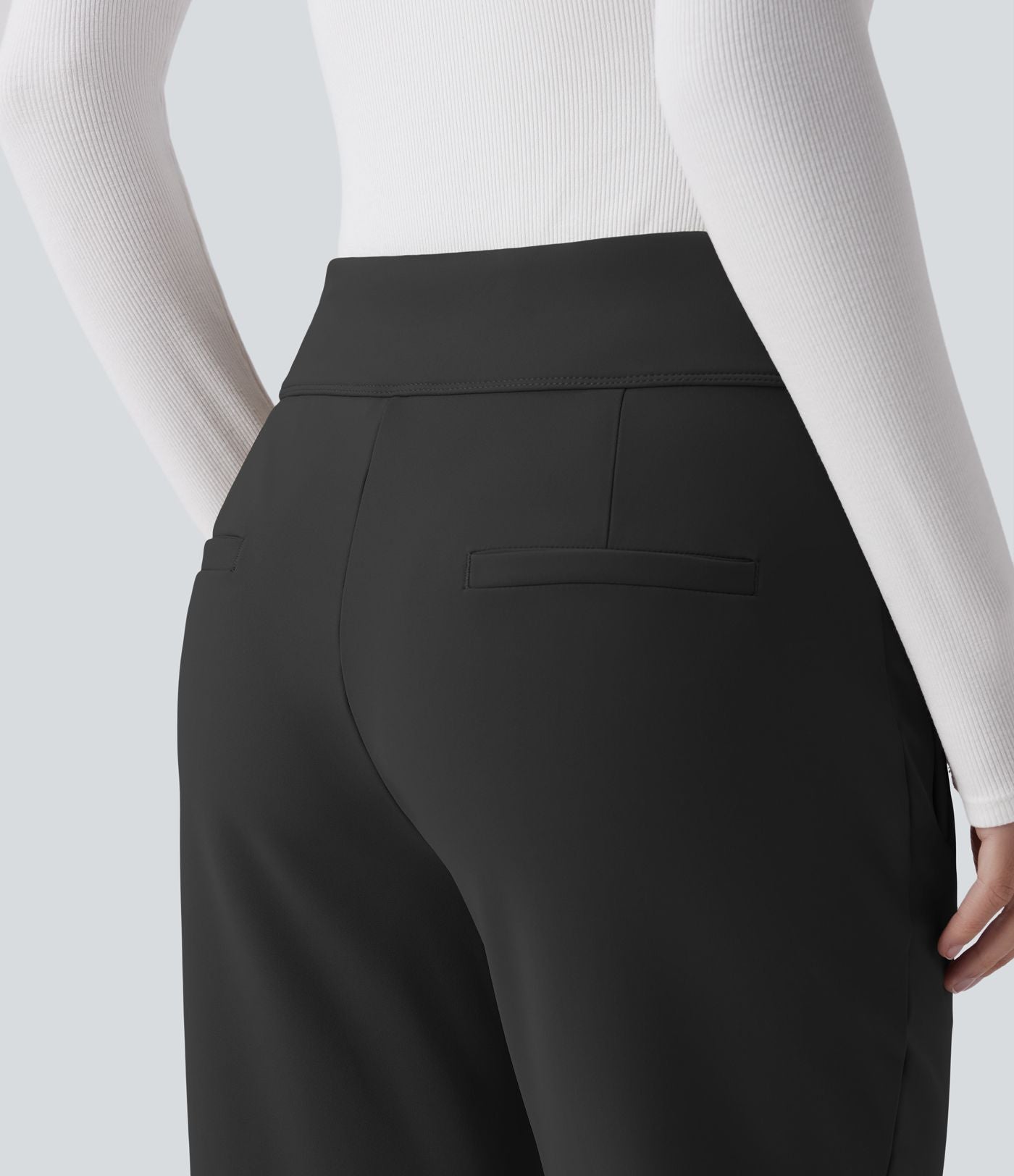 Pantalon de travail évasé en polaire taille mi-haute avec poches zippées