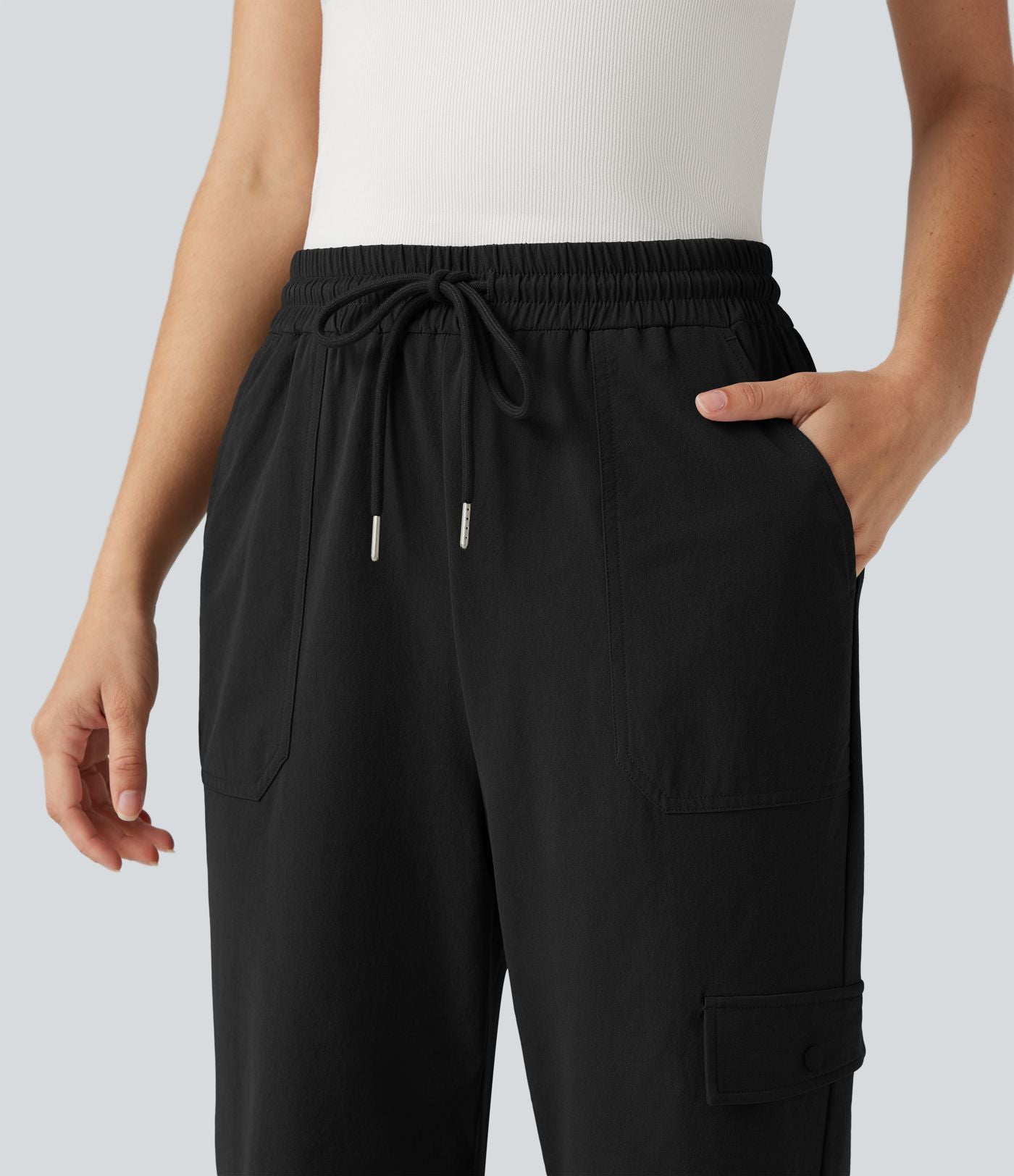 Pantalon de randonnée bootcut, taille haute, cordon et poches