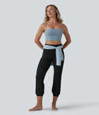 Jogging court SoftlyZero™ taille haute ventre plat coupe ballon avec poches