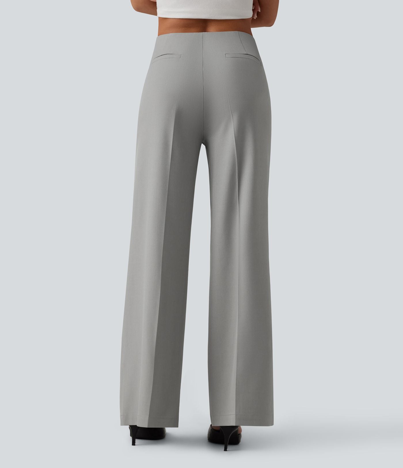 Pantalon tailleur large taille basse avec poches