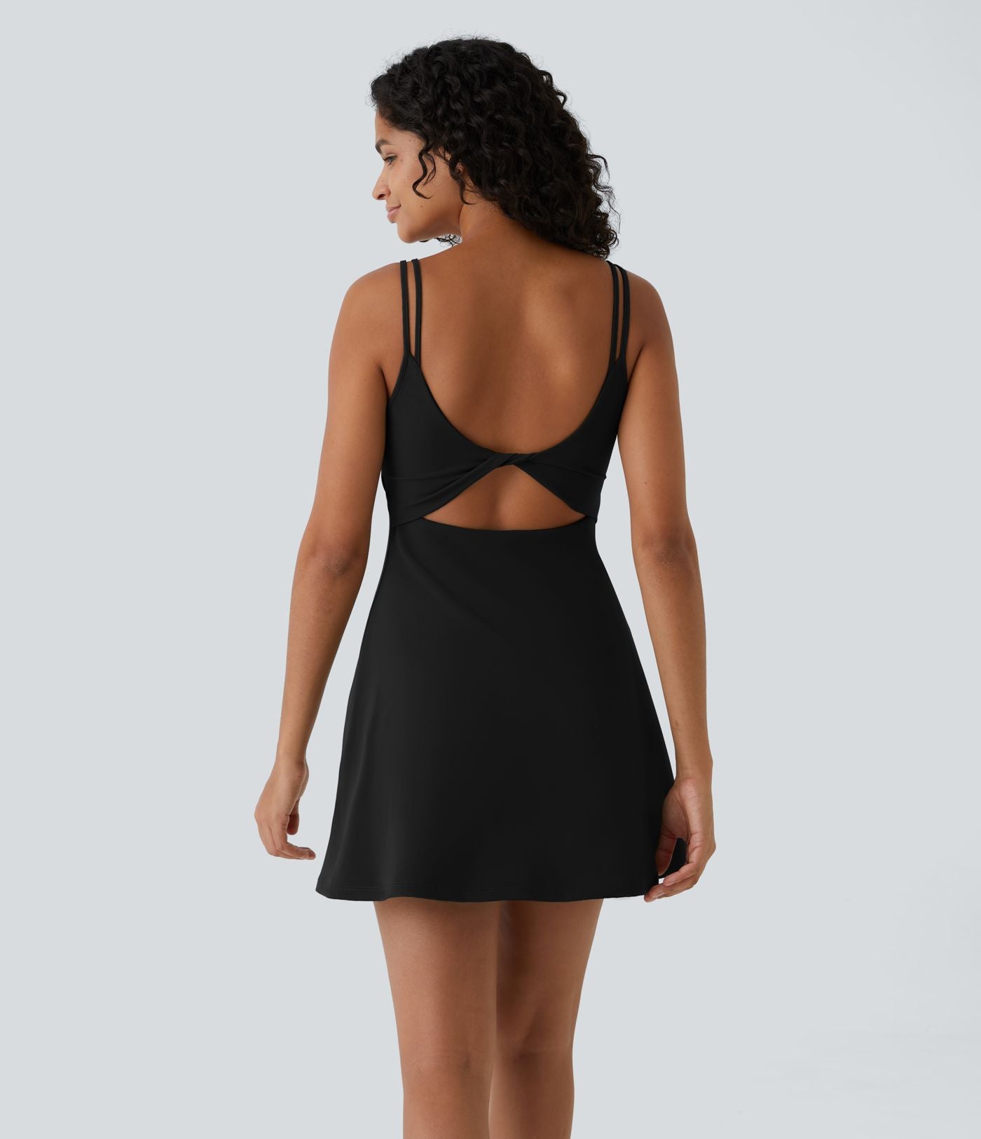 Robe de sport danse 2-pièces SoftlyZero™ Plush double bretelles caraco avec poche A-D