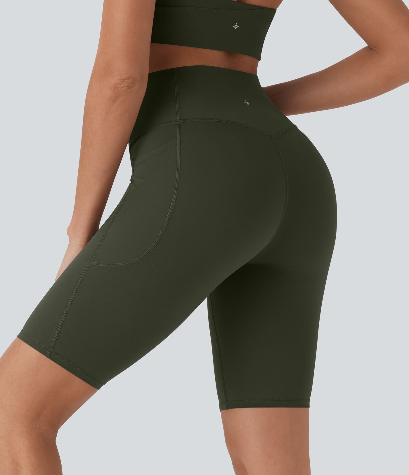 Short cycliste 22,8 cm d'entraînement gainant taille haute avec poches Halara UltraSculpt™