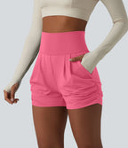 Short de yoga SoftlyZero™ Airy taille haute froncé effet frais InstantCool 7,5 cm avec poches