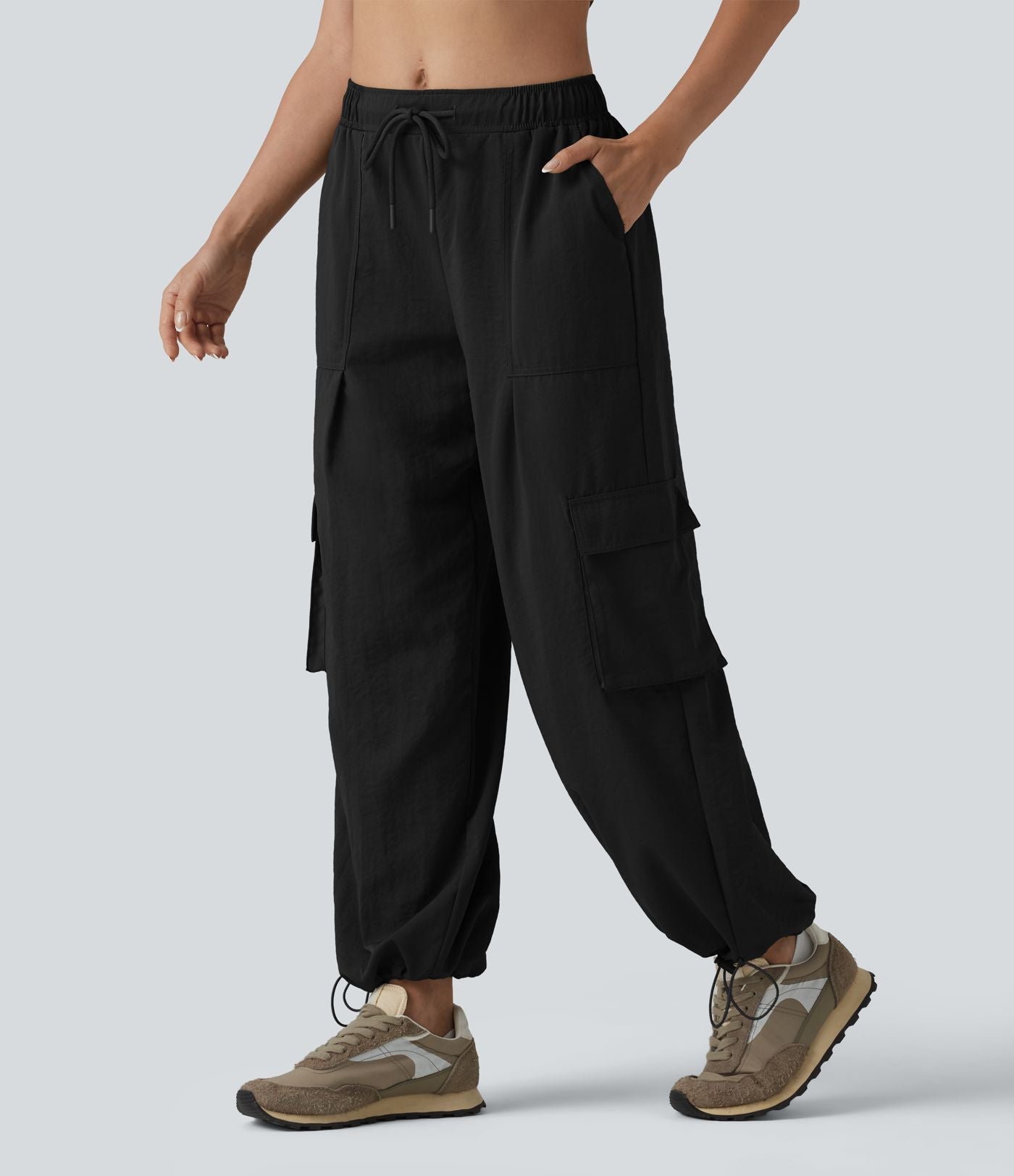 Jogging cargo coupe ballon taille mi-haute avec cordon de serrage et poches