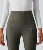 Pantalon  taille haute décontracté évasé côtelé gainant