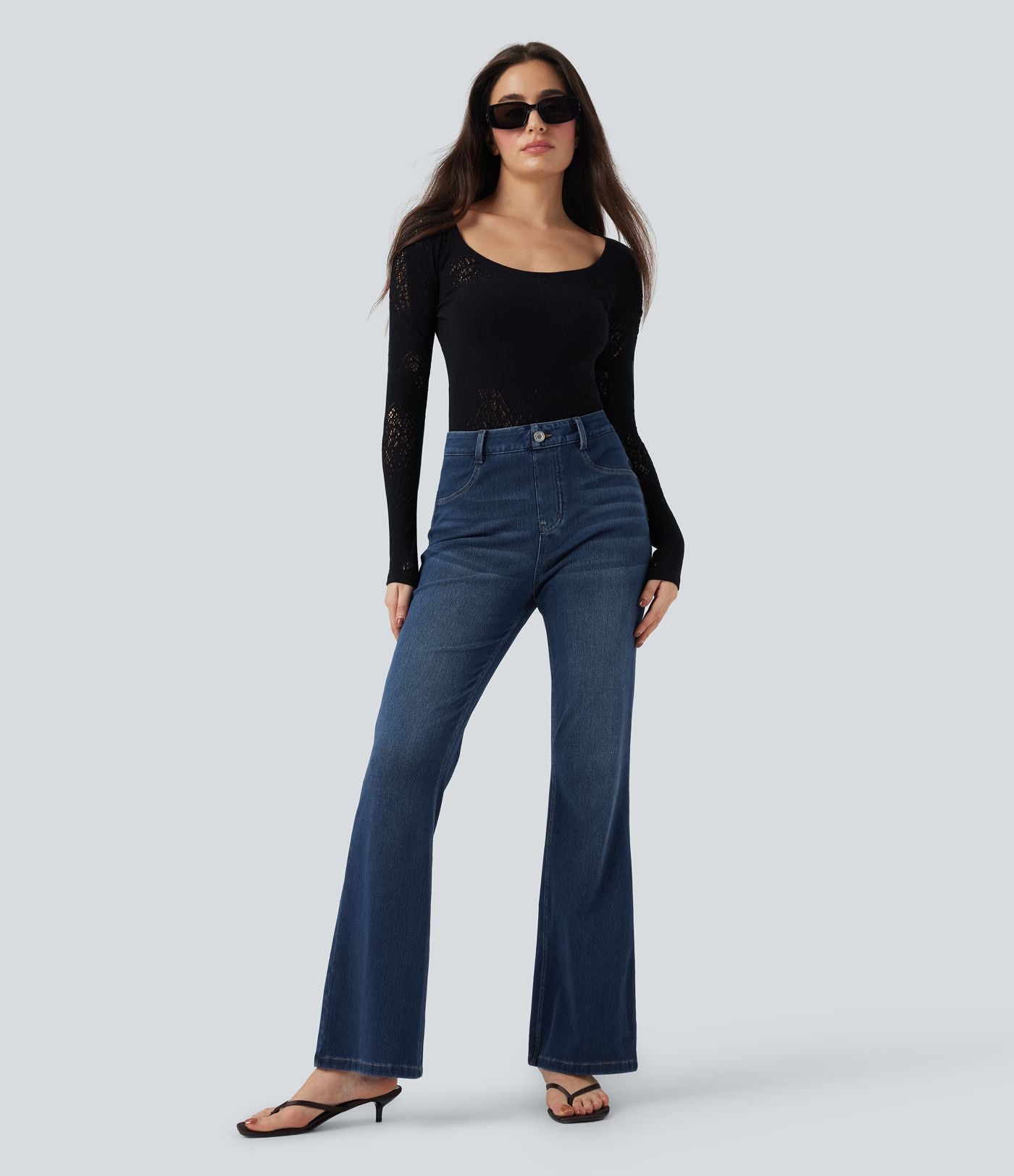 Legging denim bootcut Halara Flex™ gainant effet push-up taille haute avec poches