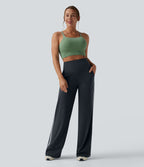Pantalon ample yoga Halara UltraSculpt™ taille haute gainant à rayures color block avec poches