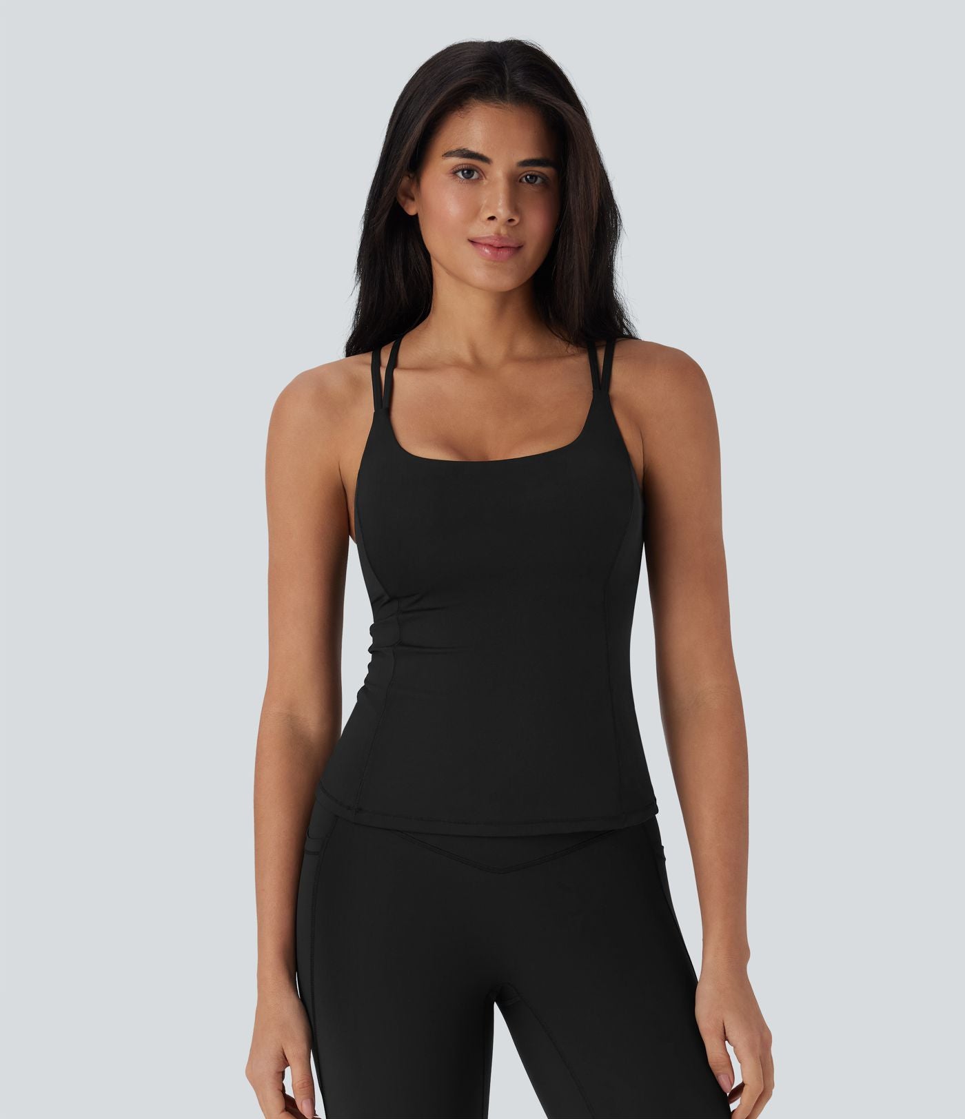 Top bretelles yoga Halara UltraSculpt™ Cool séchage rapide, dos nu avec bonnets moulés - UPF50+