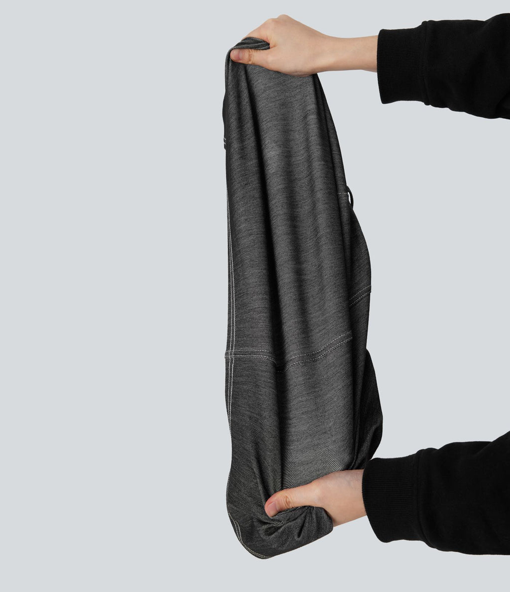 Débardeur de tennis Halara Flex™ en denim stretch délavé avec col montant, fermeture éclair et effet frais InstantCool
