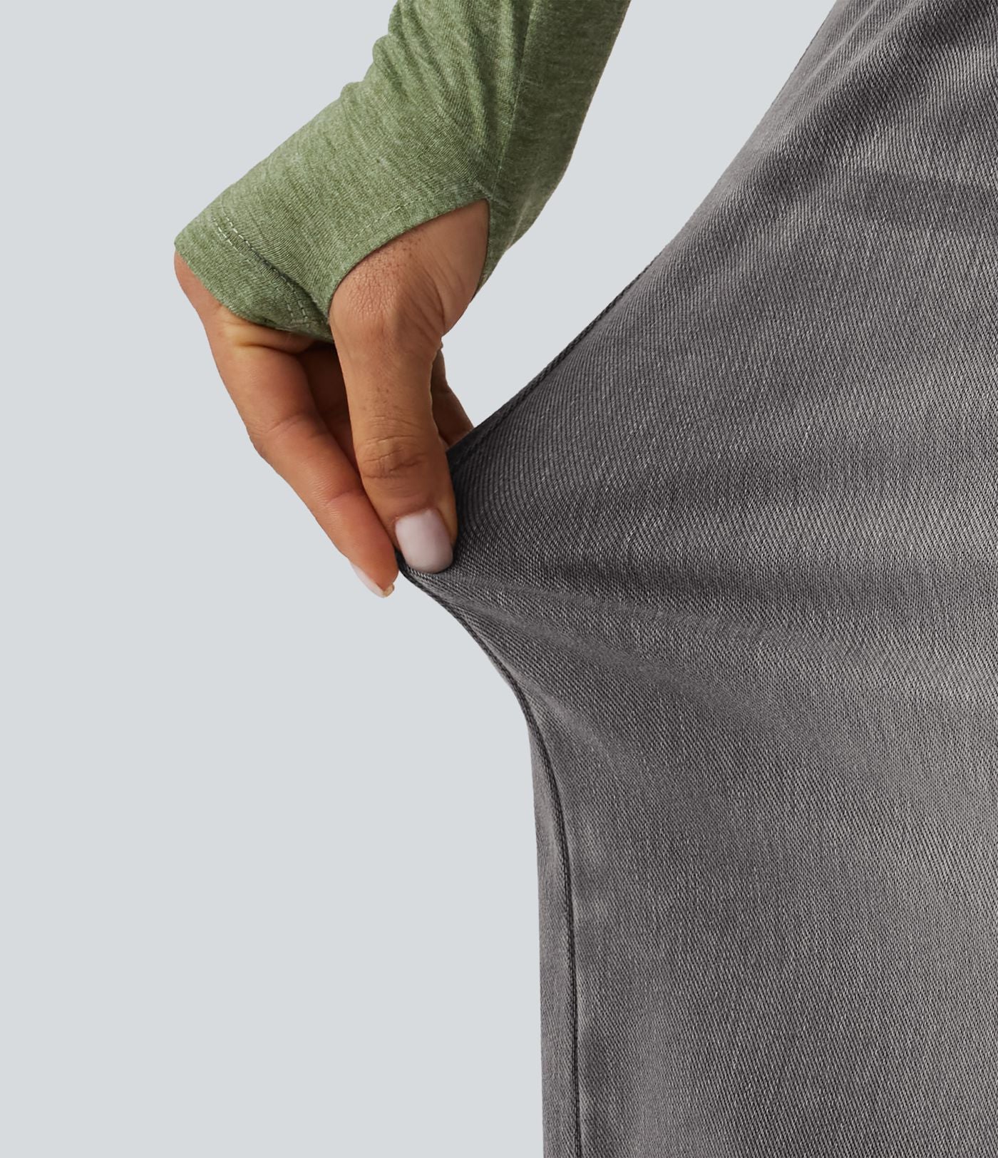 Short en jean ample Halara Flex™ taille haute croisé gainant décontracté avec poches