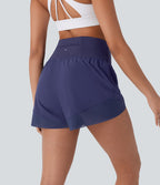 Breezeful™ Short yoga taille haute avec poche arrière ourlet croisé séchage rapide