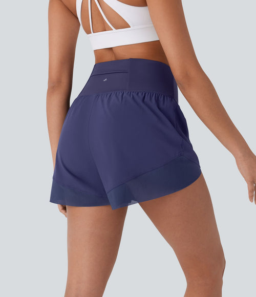 Breezeful™ Short yoga taille haute avec poche arrière ourlet croisé séchage rapide
