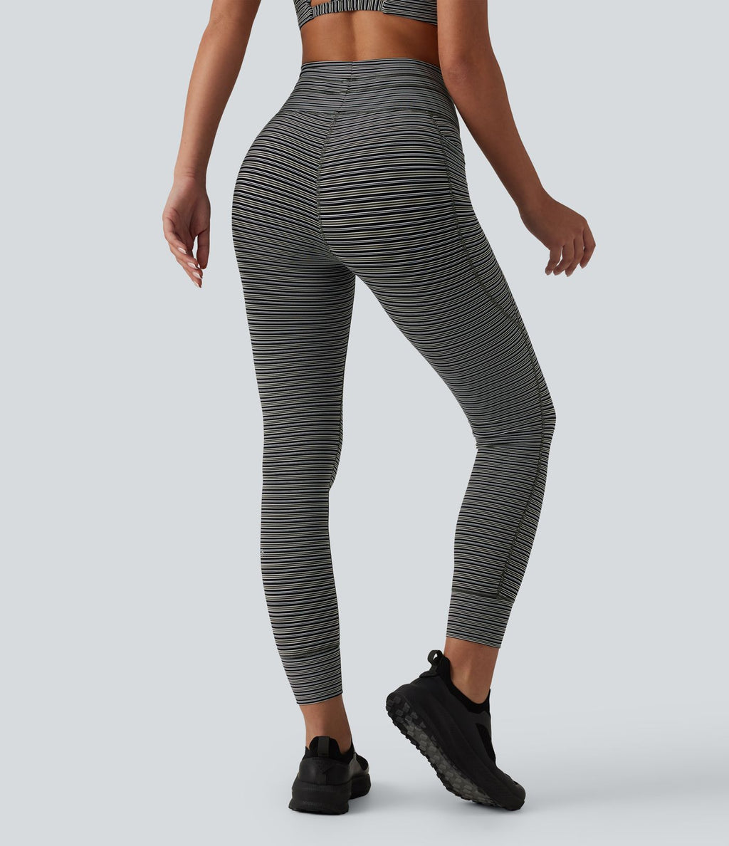 Halara UltraSculpt™ Legging de yoga taille haute jacquard à rayures avec cordon de serrage et poches