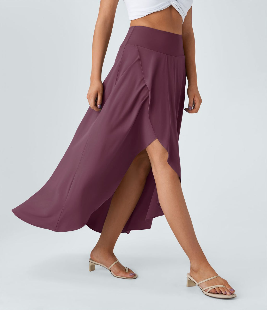 Jupe Longue Casual Breezeful™ Taille Haute à Volants 2en1 Fluide Sèchement Rapide Quotidien Maxi